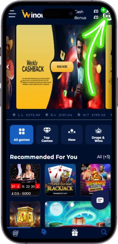 winamania deposit button